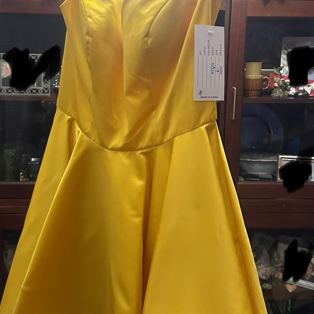 Elegant Yellow Satin Dress